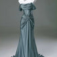 Free custom color and size blue/burgundy elegant off the shoulder pleated satin long formal mermaid ball gown evening dress party dress gh4245