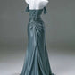 Free custom color and size blue/burgundy elegant off the shoulder pleated satin long formal mermaid ball gown evening dress party dress gh4245