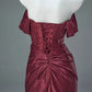 Free custom color and size blue/burgundy elegant off the shoulder pleated satin long formal mermaid ball gown evening dress party dress gh4245