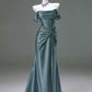 Free custom color and size blue/burgundy elegant off the shoulder pleated satin long formal mermaid ball gown evening dress party dress gh4245