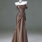 Free custom color and size blue/burgundy elegant off the shoulder pleated satin long formal mermaid ball gown evening dress party dress gh4245