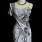 Robe de soirée longue en satin gris avec broderies et perles exquises, sequins, bretelles spaghetti, robe de bal, gh4103