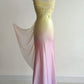 girlhomeshops-Fairy Tale Gradient Spaghetti Strap Mermaid Long Chiffon Ball Gown, Retro Evening Gown, Fairy Dress Gh6341