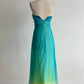 girlhomeshops-Gradient Green-Blue Chiffon Halter Sleeveless Midi Dress, Bohemian Ruffle & Rhinestone Elegant Gown gh6345