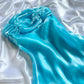 girlhomeshops-Shiny Turquoise Satin Strapless Midi Dress, Sleeveless Slim-Fit Elegant Gown gh6342