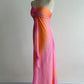 girlhomeshops-Pink-Orange Gradient Lurex Halter Sleeveless Train Gown, Party-Style Ruffle & Rhinestone Elegant Dress gh6349