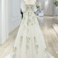 Robe de soirée longue en tulle à manches courtes et à fleurs exquises, robe de bal blanche, robe de soirée, robe de fête gh3524