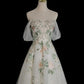 Robe de soirée longue en tulle à manches courtes et à fleurs exquises, robe de bal blanche, robe de soirée, robe de fête gh3524
