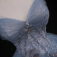 Blue Gorgeous Exquisite Beading A-line Tulle Long Prom Gown Evening Gown Formal Graduation Dress gh3465