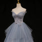 Blue Gorgeous Exquisite Beading A-line Tulle Long Prom Gown Evening Gown Formal Graduation Dress gh3465