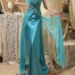 Blue Beaded Long Satin Mermaid Ball Gown Evening Gown Party Dress gh4439