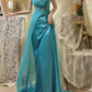 Blue Beaded Long Satin Mermaid Ball Gown Evening Gown Party Dress gh4439