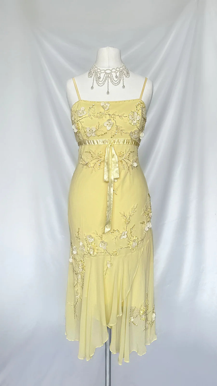 Robe de soirée courte jaune à perles, élégante et mignonne, en mousseline, pour anniversaire, gh4445