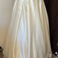 White Delicate Floral Applique Long Satin Ball Gown Evening Gown Wedding Dress gh4292
