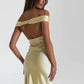 Girlhomeshops - Robe d'invitée de mariage jaune, élégante, simple, longue, en satin, gh5630