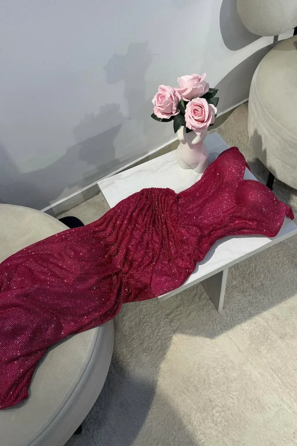girlhomeshops-Gorgeous and shiny crimson glitter tight long slit prom dress gh5798