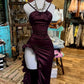 Purple Fashion Chic Suspender Long Elegant Sexy Bodycon Prom Dress Evening Gown Fashion Party Dress gh3449