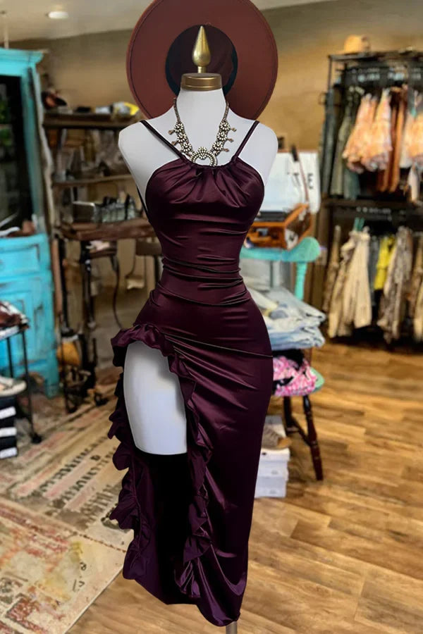 Purple Fashion Chic Suspender Long Elegant Sexy Bodycon Prom Dress Evening Gown Fashion Party Dress gh3449