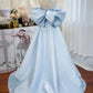 Light Blue Elegant A-line Off-shoulder Long Satin Ball Gown Formal Evening Dress gh3256