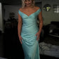 Yellow/blue fashionable simple mermaid strapless long satin Ball gown, prom dress, evening dress, party dress gh3495