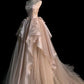 Pink Gorgeous Elegant Exquisite Beading A-Line Off Shoulder Long Tulle Ball Gown Evening Gown Wedding Dress gh3415