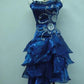 girlhomeshops--Blue/Black Delicate Floral Beaded Short Ruffled Tulle Homecoming Dress gh5635