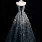 Schwarz-Silber, wunderschön, funkelnd, elegant, lang, Pailletten, Tüll, bodenlang, Ballkleid, Abendkleid, gh4378