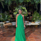 Green simple fashion suspenders long chiffon evening dress ball gown wedding guest party dress gh3095