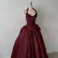 Robe longue vintage bordeaux à perles gh6643