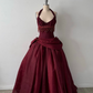 Robe longue vintage bordeaux à perles gh6643
