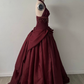 Robe longue vintage bordeaux à perles gh6643