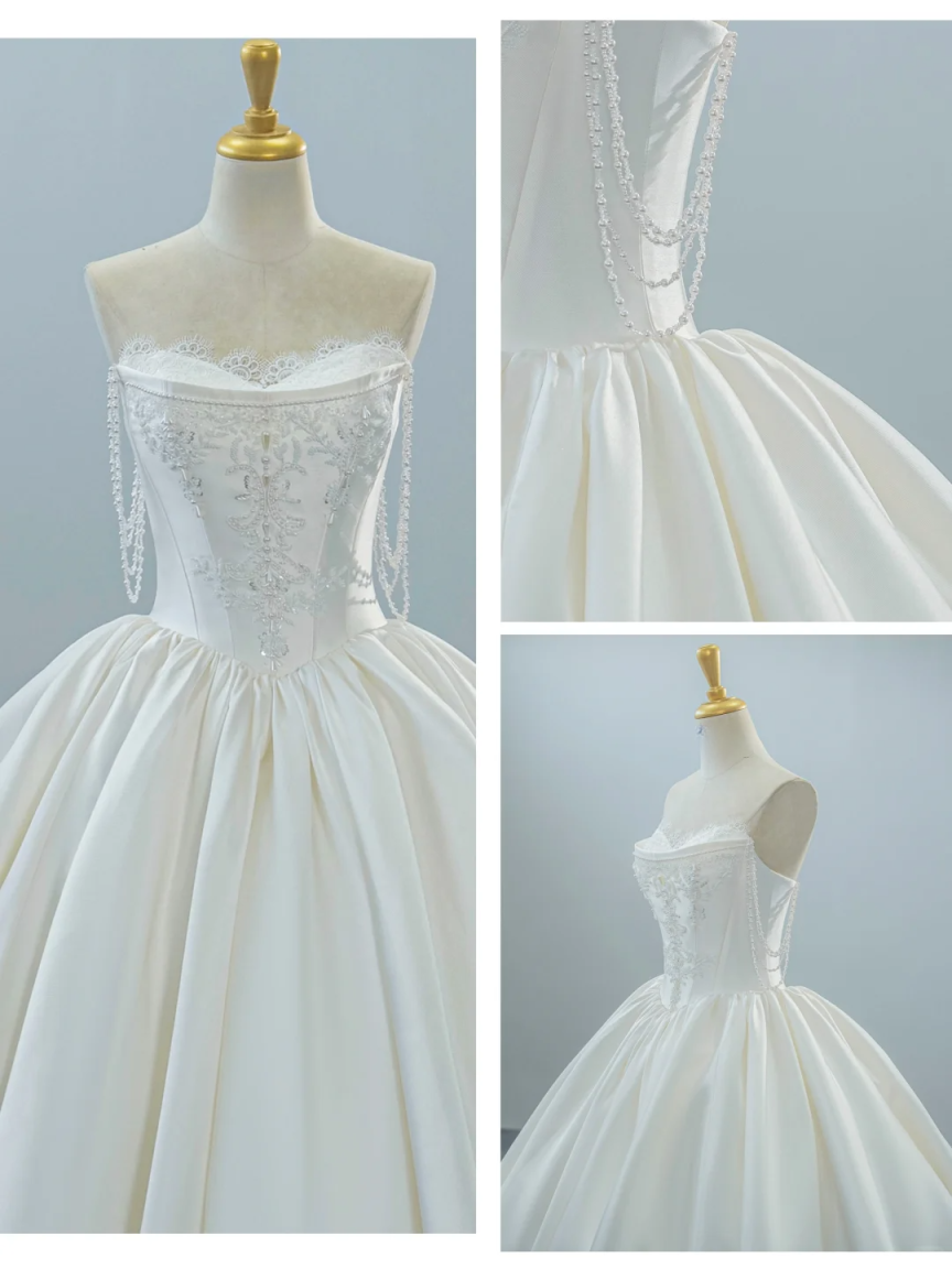 Girlhomeshops - Robe de bal de mariage élégante en satin blanc et tulle gh5435