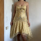 Gold Vintage Fashion Beaded Short Satin Homecoming Dress Birthday Party Dress gh4850