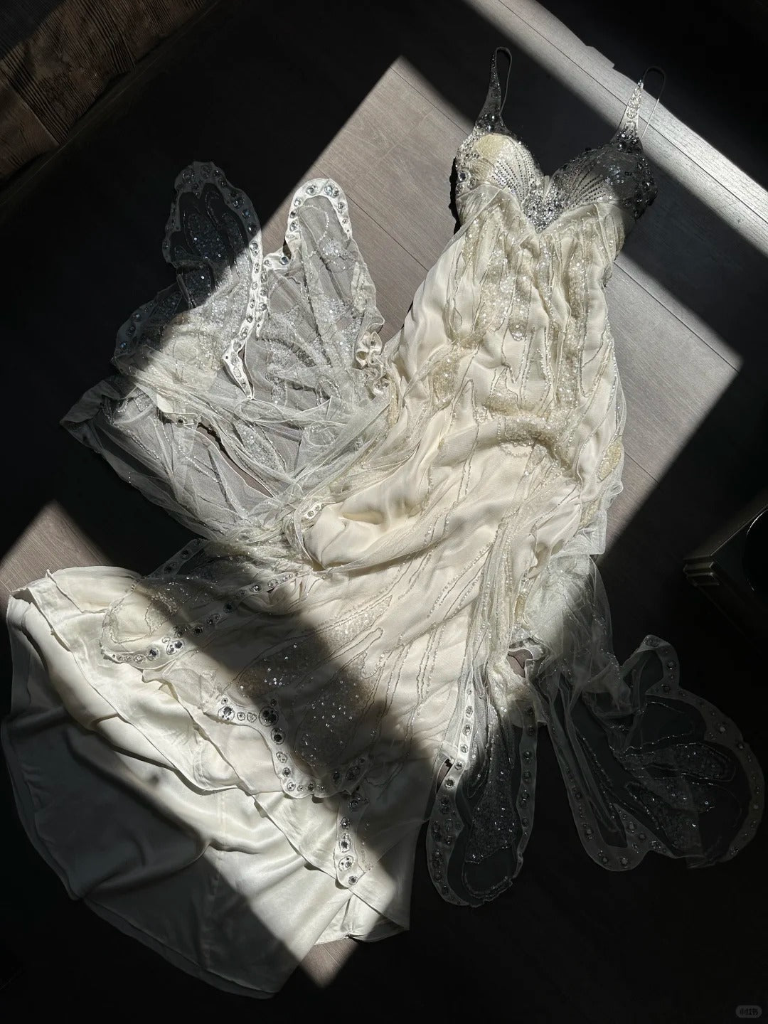 Girlhomeshops-Ivory White Beaded Butterfly Beaded Chiffon Tulle Long Prom dress Evening Dress Birthday Party Dress Fairy Dress gh5168