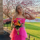 Hot pink elegant fashion long layered tulle bodycon princess ball gown evening dress gh1970