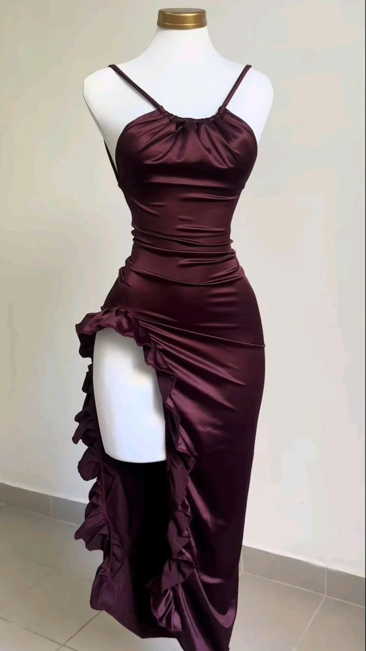Purple Fashion Chic Suspender Long Elegant Sexy Bodycon Prom Dress Evening Gown Fashion Party Dress gh3449