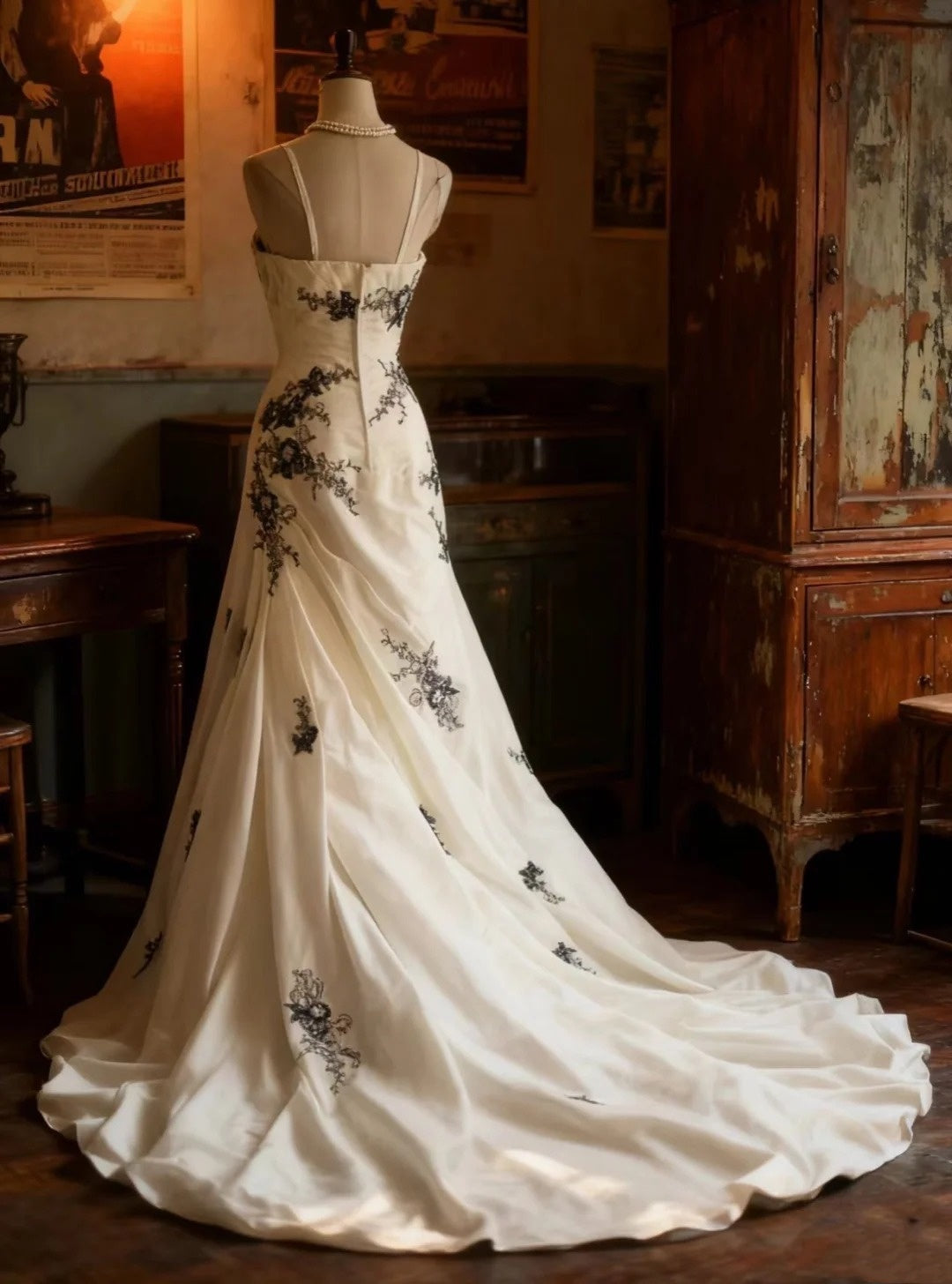 Girlhomeshops - Robe de mariée trapèze en tulle brodé blanc sans manches, robe de soirée rétro élégante, gh5829