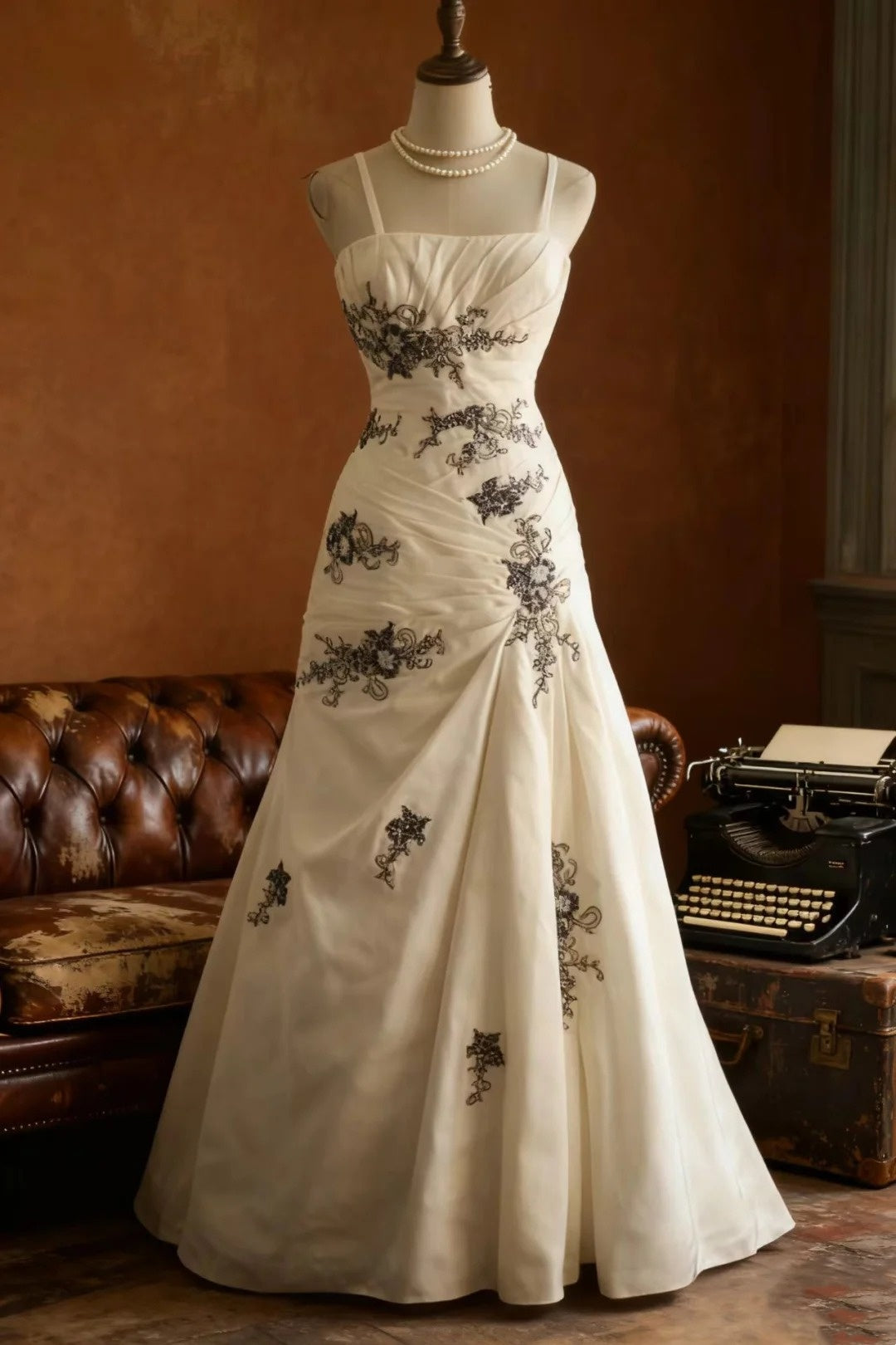Girlhomeshops - Robe de mariée trapèze en tulle brodé blanc sans manches, robe de soirée rétro élégante, gh5829