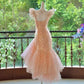 Girlhomeshops-Pink Gorgeous Elegant Shiny Long Mermaid Tulle Quinceanera Dresses Ball Gown Graduation Dress Princess gh5003