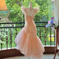 Girlhomeshops-Pink Gorgeous Elegant Shiny Long Mermaid Tulle Quinceanera Dresses Ball Gown Graduation Dress Princess gh5003