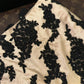 Champagne Black Floral Applique Long Satin Ball Gown Evening Dress gh4423
