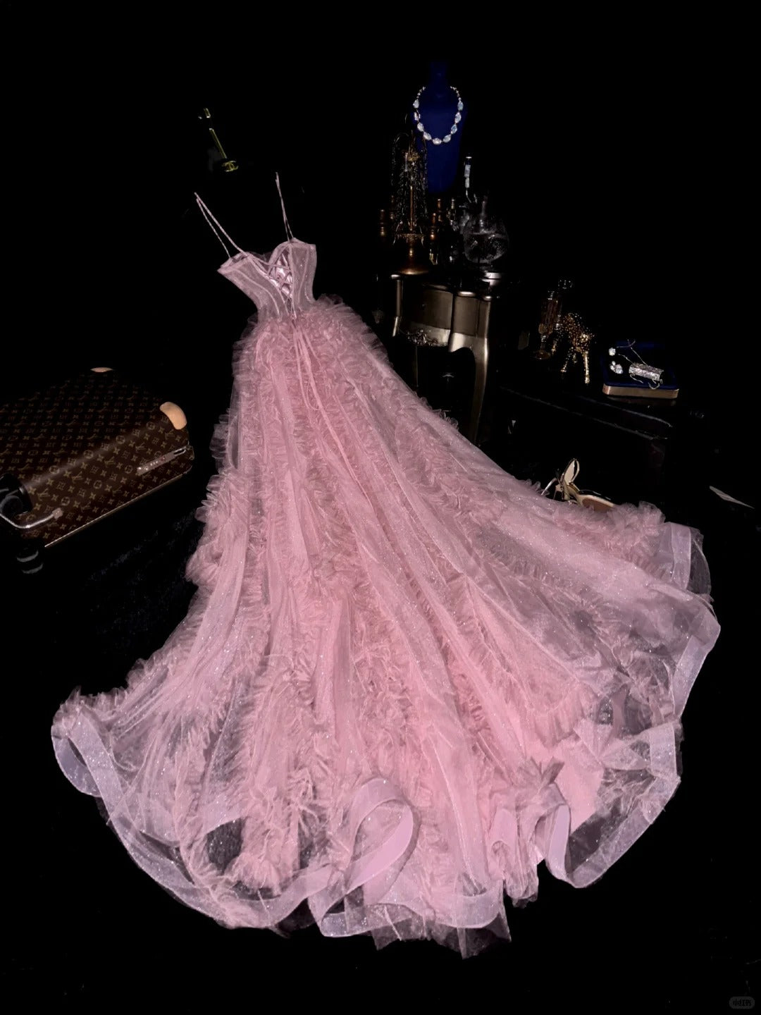 Pink elegant sweet gorgeous long tulle ball gown evening dress graduation dress gh4452