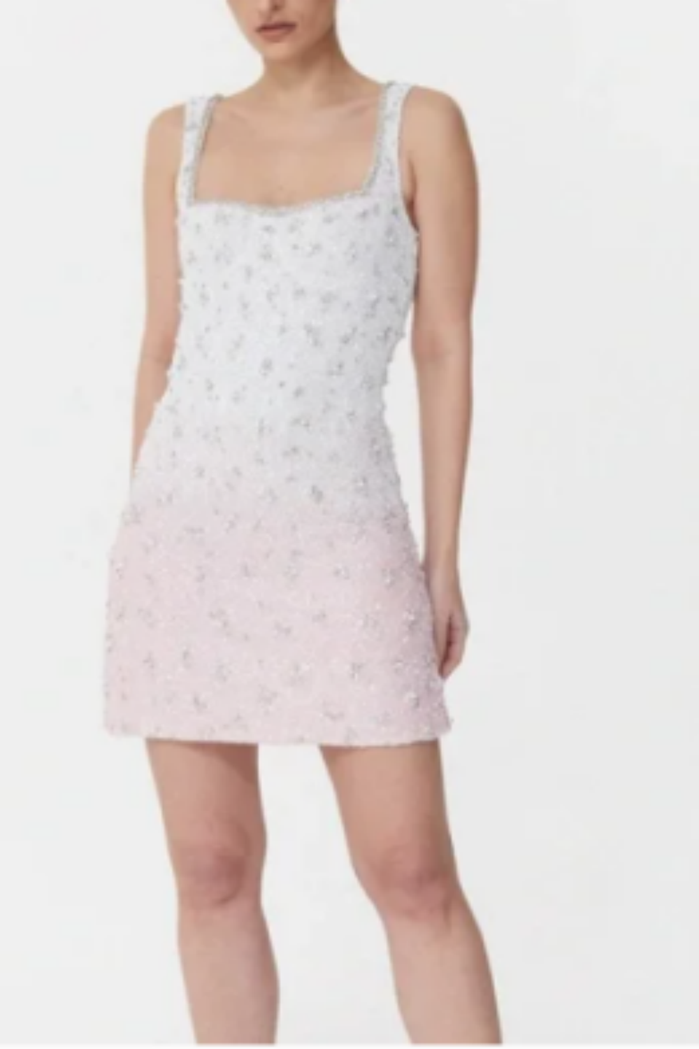 girlhomeshops--White And Pink Gradient Exquisite Beaded Short Homecoming Dress gh5639