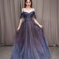 Robe de bal longue en tulle dégradé violet, magnifique robe de soirée trapèze gh2643