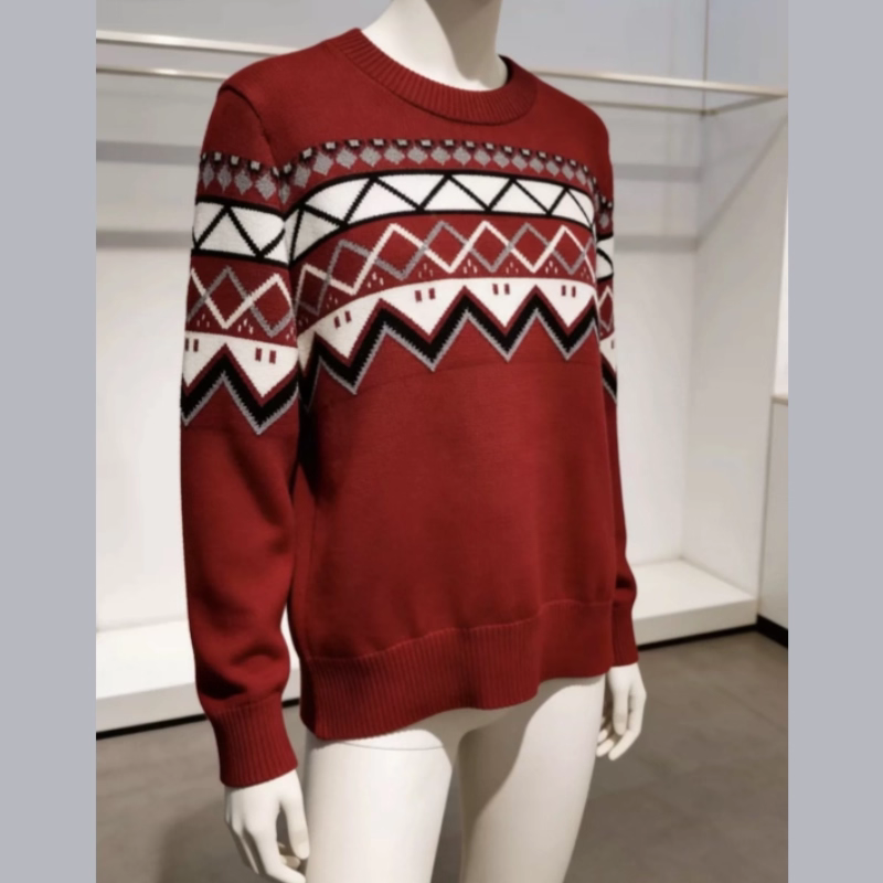 Women's Autumn/Winter Pullover Sweater with Color Blocking, Loose Fit, and Slimming Knit Sweater  11369