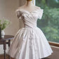 White homecoming dress satin birthday party dress short prom dress evening dress gh4583