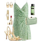 Green Sequin Spaghetti Strap Short Homecoming Cocktail Dress gh4358