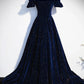 Dark blue/burgundy shiny elegant long velvet ball gown formal evening dress gh3211