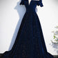 Dark blue/burgundy shiny elegant long velvet ball gown formal evening dress gh3211