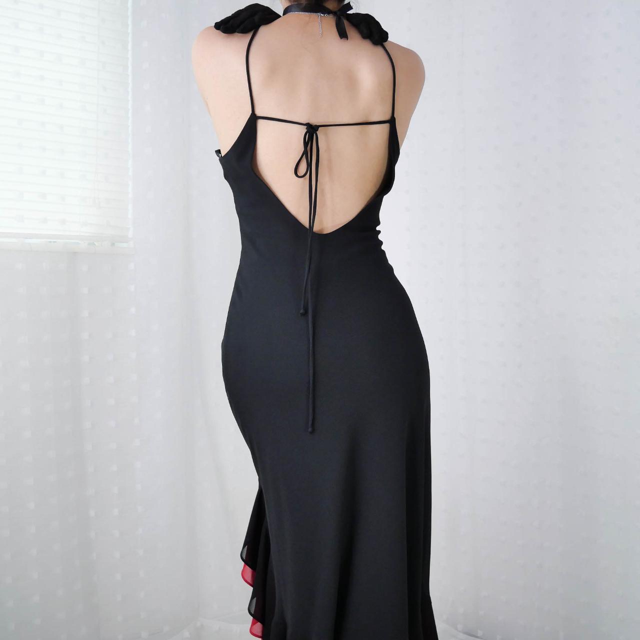 🖤Black and red vintage ruffled long chiffon tulle gothic homecoming prom dress party dress evening dress gh4295